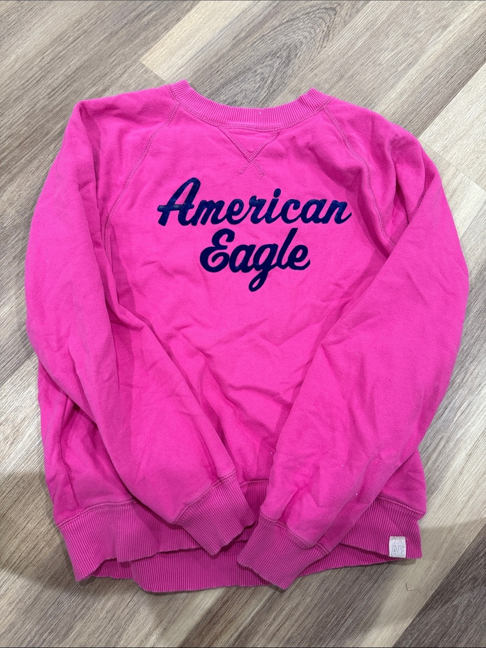 American Eagle Outfitters Hot Pink Crewneck with Navy Script
